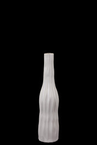 Bottle Shaped Ceramic Vase With Etched Lines Design in Grey (Small)