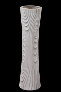 Hour Glass Shaped Ceramic Vase With Ripple Effect Design in Grey (Large)