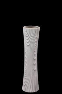 Hour Glass Shaped Ceramic Vase With Ripple Effect Design in Grey (Medium)