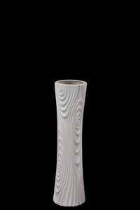 Hour Glass Shaped Ceramic Vase With Ripple Effect Design in Grey (Small)