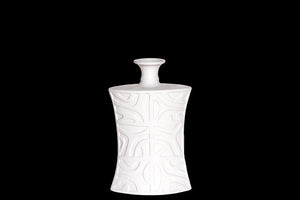 Concave Shaped Ceramic Vase With Small Mouth in White