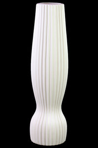 Unique and Contemporary Ceramic Vase With Etched Lines Design in White (Large)