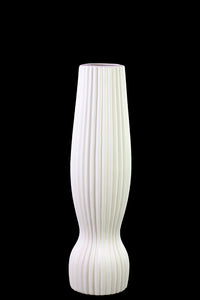 Unique and Contemporary Ceramic Vase With Etched Lines Design in White (Medium)