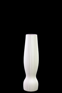 Unique and Contemporary Ceramic Vase With Etched Lines Design in White (Small)