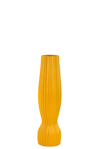 Unique and Contemporary Ceramic Vase With Etched Lines Design in Yellow (Small)