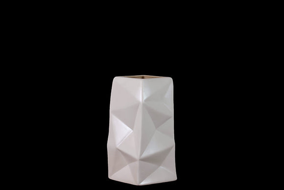 Unique Ceramic Vase With Smooth Edges in Contemporary Style (White)