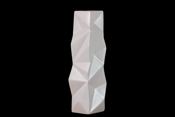 Abstract Art Design Ceramic Vase With Smooth Edges in White