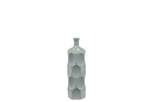 Unique Ceramic Bottle With Thin Mouth and Circular Embedded Design Body in Gray (Small)