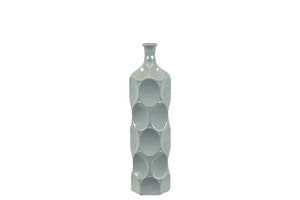 Unique Ceramic Bottle With Thin Mouth and Circular Embedded Design Body in Gray (Medium)