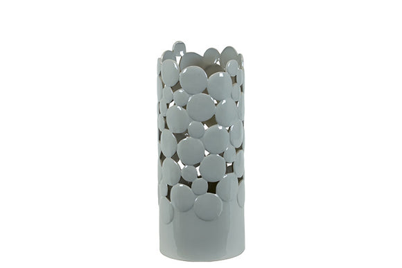 Stylish and Contemporary Ceramic Vase Cut Design (Large) in Grey