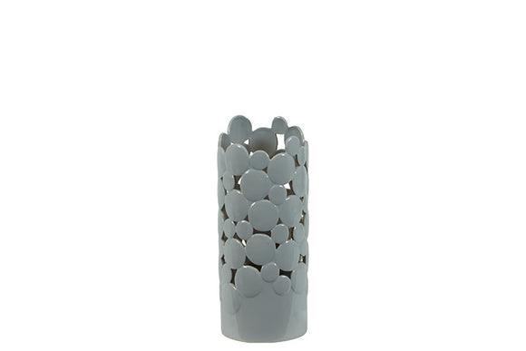 Stylish and Contemporary Ceramic Vase Cut Design (Medium) in Grey