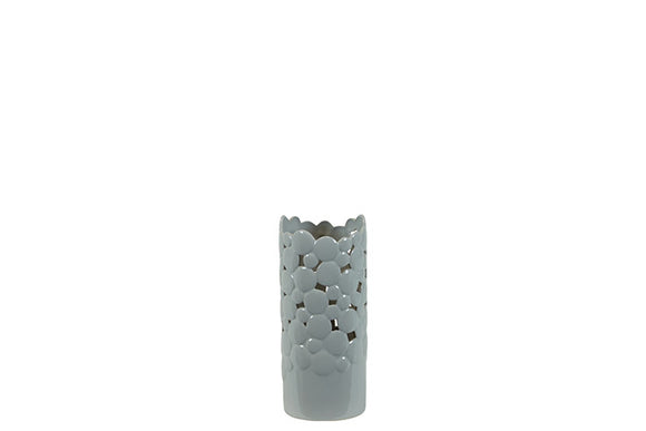 Stylish and Contemporary Ceramic Vase Cut Design (Small) in Grey