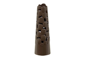 Elegant and Decorative Cone Shaped Ceramic Vase Cut Design (Large) in Brown