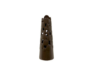 Elegant and Decorative Cone Shaped Ceramic Vase Cut Design (Medium) in Brown