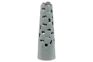 Elegant and Decorative Cone Shaped Ceramic Vase Cut Design (Large) in Grey