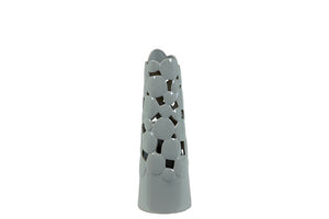 Elegant and Decorative Cone Shaped Ceramic Vase Cut Design (Small) in Grey