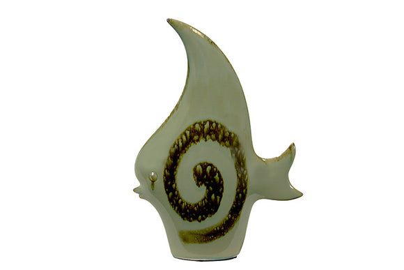 Beautiful and Attractive Ceramic Fish Embellished with Spiral and a Pearl for the Eye