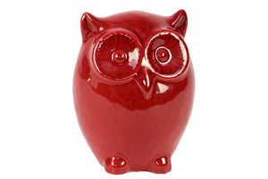 Beautiful and Enchanting Hooting Ceramic Owl (Large) in Red