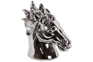 Modern Silver Ceramic Horse Head