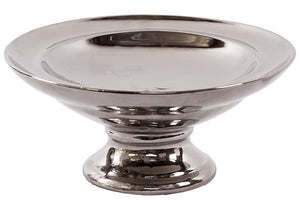 Sleek and Delightful Ceramic Round Platter in Silver