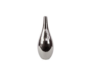 Modish and Elegant Tear Drop Design Ceramic Vase (Small) in Silver