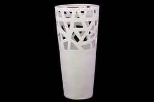 Elegant Ceramic Vase With Abstract Art Design in White Color