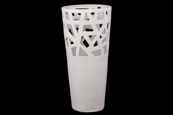 Elegant Ceramic Vase With Abstract Art Design in White Color