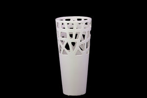 Ceramic Vase With Abstract Style Design in White Color