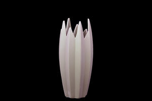 Ceramic Vase With Jagged Edge Mouth and Cylindrical Body (Grey)