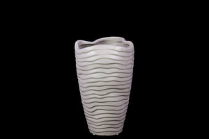 Ceramic Vase With Free Flowing Design and Ripple Effect (Grey)