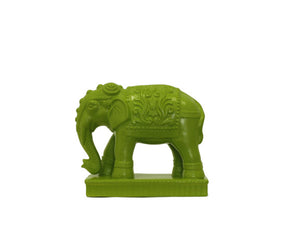 Elegant Ceramic Elephant Statue With Embossed Design Detailed Artwork (Green)