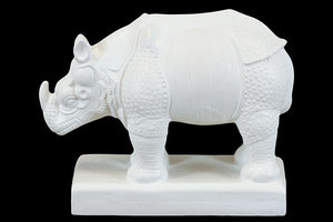 Delicately Designed White Rhino Animal Ceramic Miniature