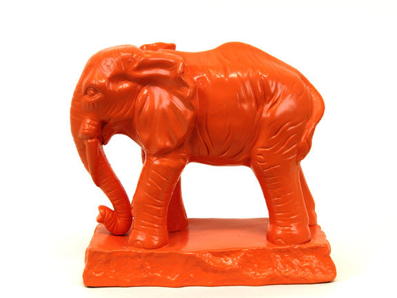 Elegant Ceramic Elephant With Detailed Features in Orange