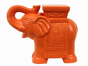 Trumpeting Ceramic Elephant With Detailed Mount (Orange)