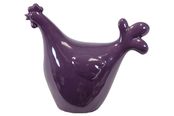 Unique Purple Colored Ceramic Rooster Décor Item