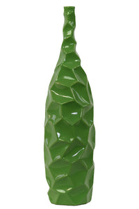 Abstract Art Ceramic Vase With Accents and Indents (Green)