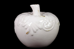 Antique Style Ceramic Apple With Intricate Designs in Antique White