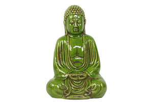 Sophisticated Sitting Buddha Statue in Glorious Green