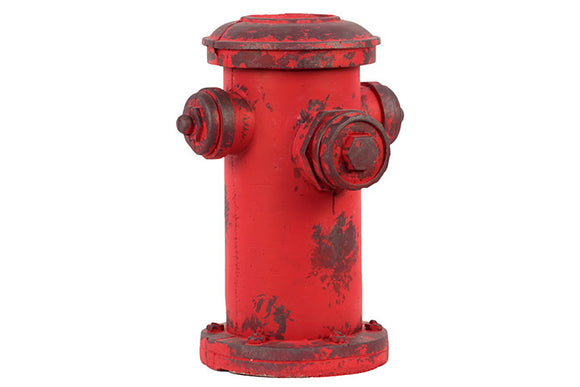 Cement Fire Hydrant With Weathered Accents (Red)