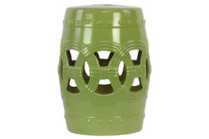 Elegant Drum Shaped Ceramic Garden Stool With Open Design (Turquoise)