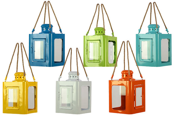 Traditional Metal Lantern Assorted Set of Six Different Colors