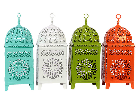 Persian Style Traditional Metal Lantern Set of Four Assorted Colors