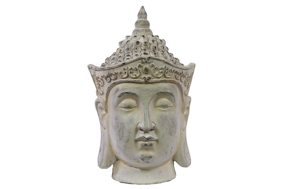 White Antique Harmonious Fiberstone Buddha Face