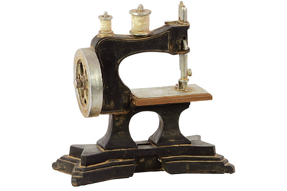 Traditional Resin Sewing Machine with Detailed Features and Weathered Accents