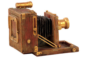 Antique Style Resin Camera With Gold Plated Fittings and Brown Colored Body