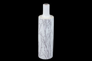 Lovely Bottle Shaped Ceramic Vase in White (Large)