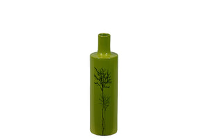 Charming Bottle Shaped Ceramic Vase With Tree Shaped Engraving in Green