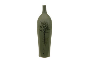 Exotic Traditional Chinese Bottle Shaped Ceramic Vase in Shinny Grey