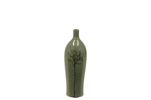 Traditional Chinese Bottle Shaped Ceramic Vase in Shinny Grey Color (Small)