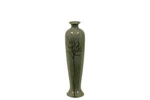 Traditional Chinese Bottle Shaped Ceramic Vase in Shinny Grey (Small)